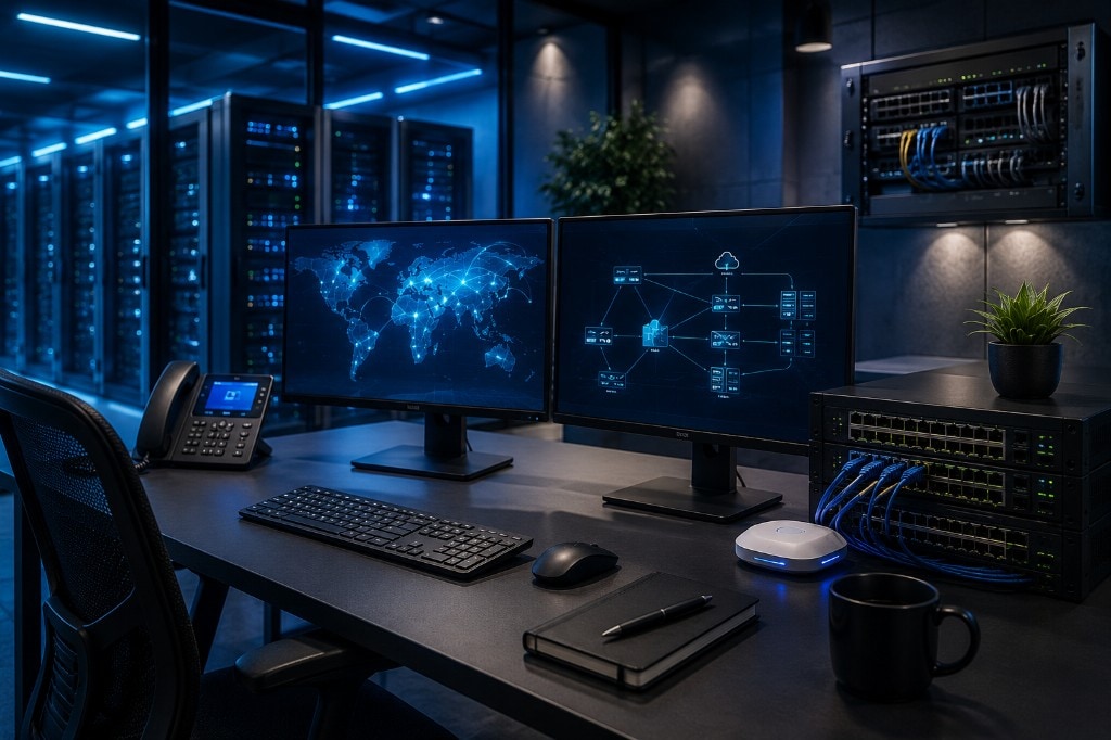Network operations center with infrastructure monitoring